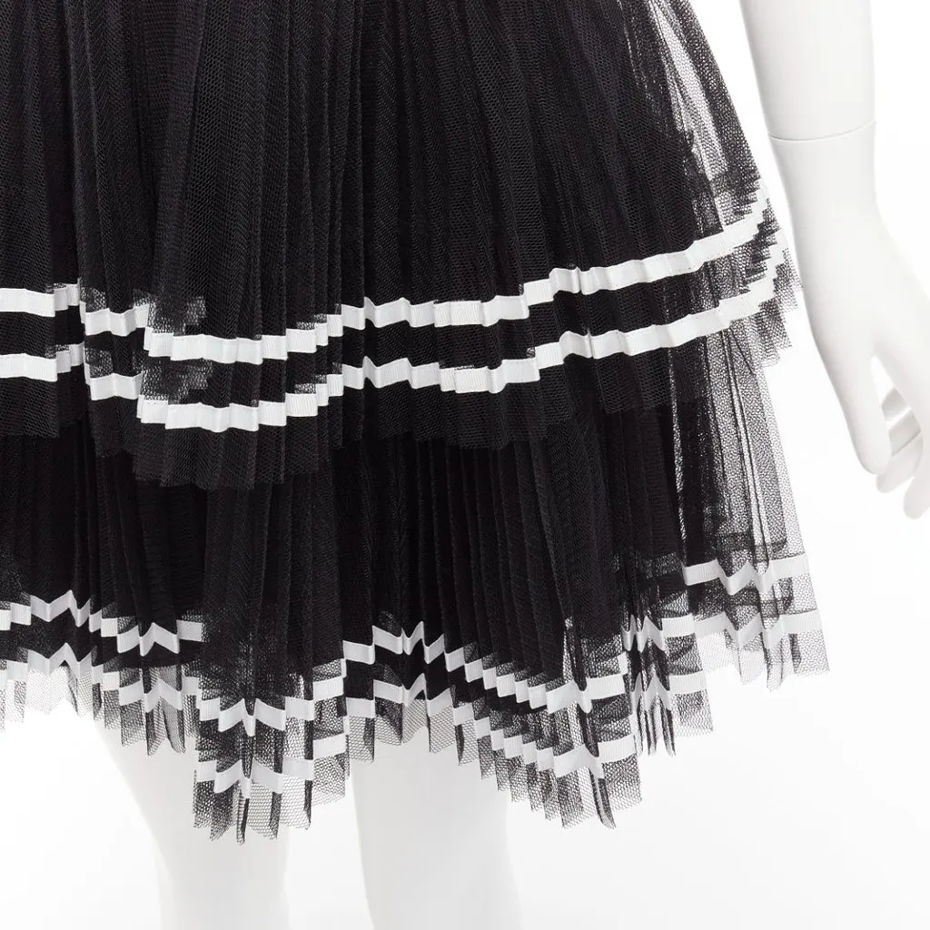 Red Valentino Stripe Tulle Skirt Black Polyamide Never worn - Back View