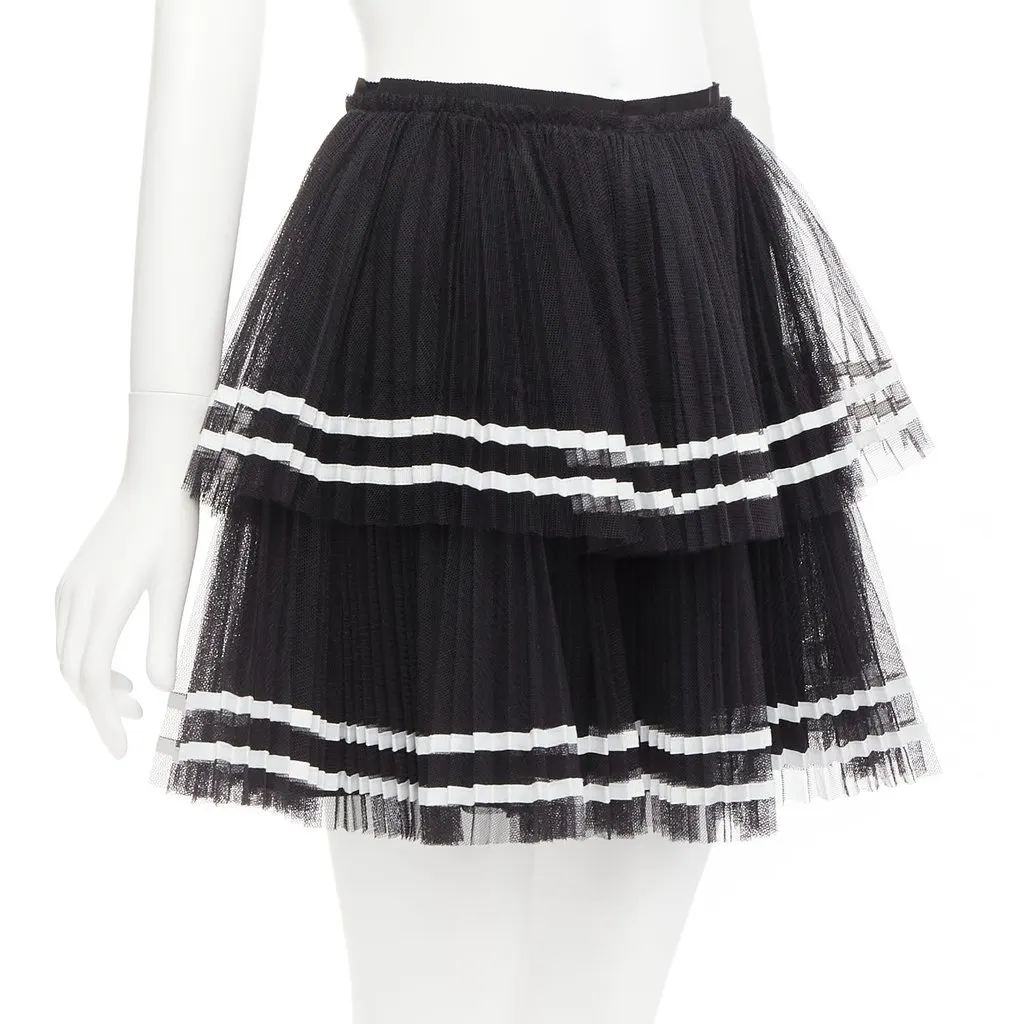 Red Valentino Stripe Tulle Skirt Black Polyamide Never worn - Inside View