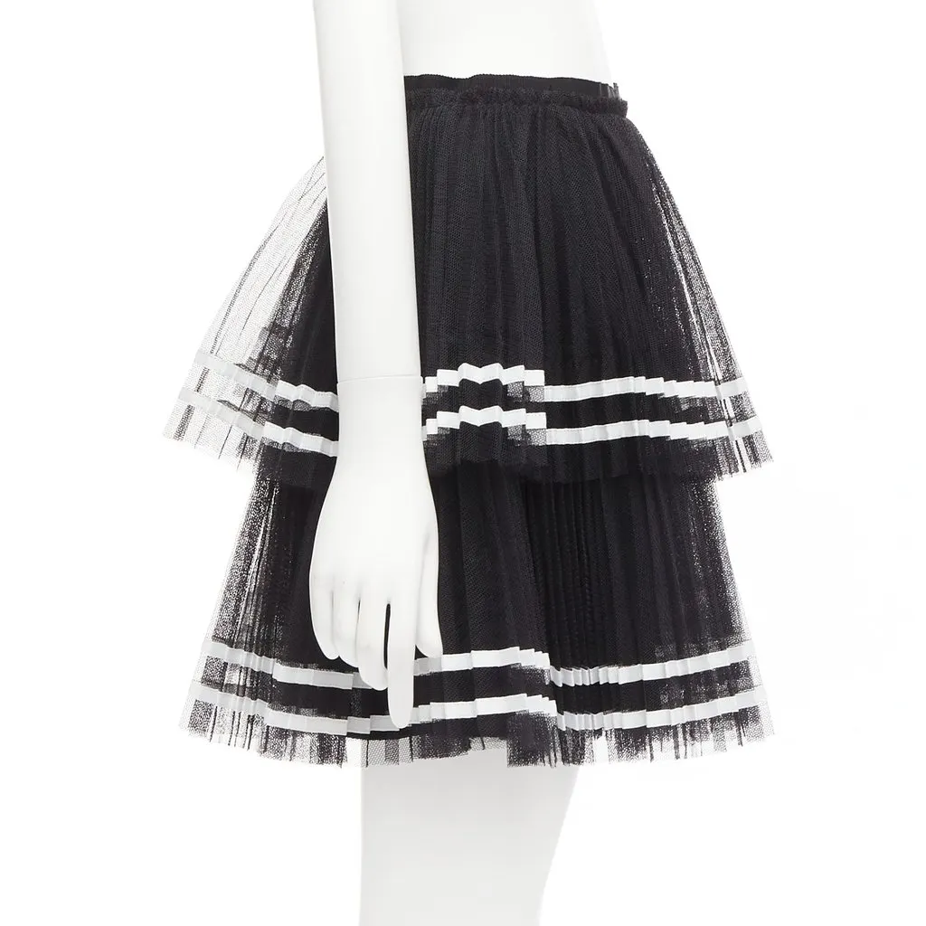 Red Valentino Stripe Tulle Skirt Black Polyamide Never worn - Model View