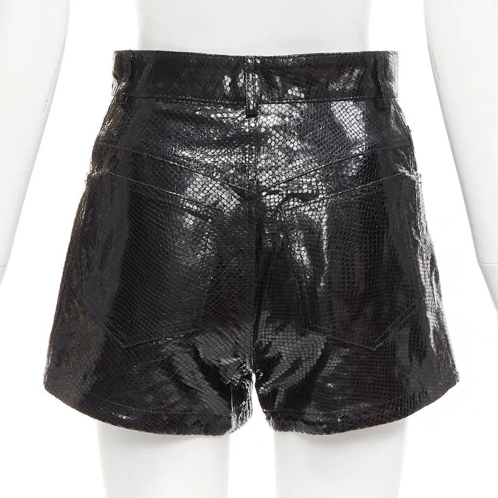 Manokhi Scaled Leather Shorts Black Leather Never worn - Box View