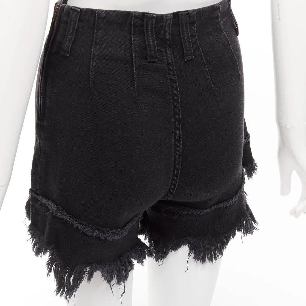 PHILOSOPHY DI ALBERTA FERRETTI Frayed Flutter Shorts Black Cotton Never worn - Back View