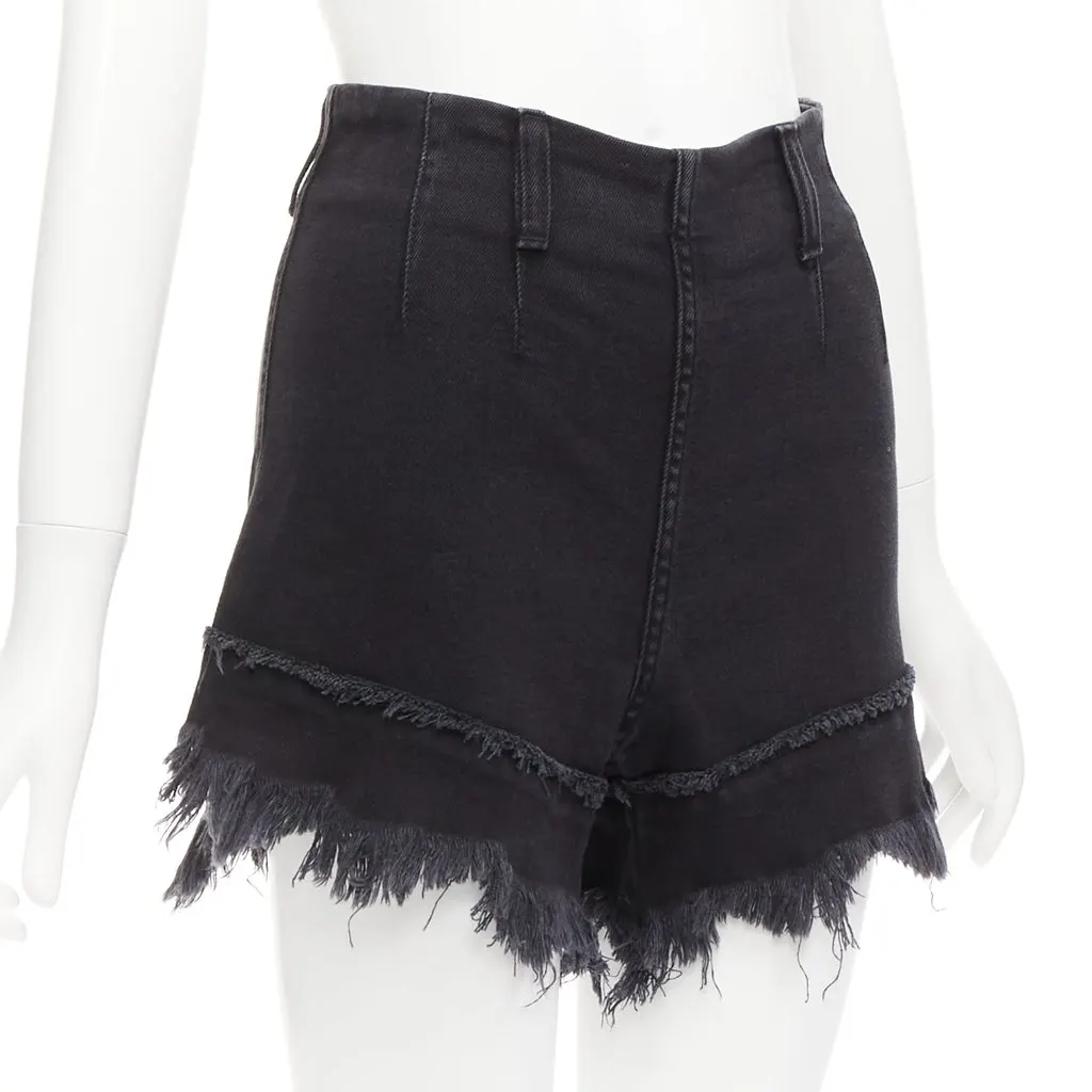 PHILOSOPHY DI ALBERTA FERRETTI Frayed Flutter Shorts Black Cotton Never worn - Inside View