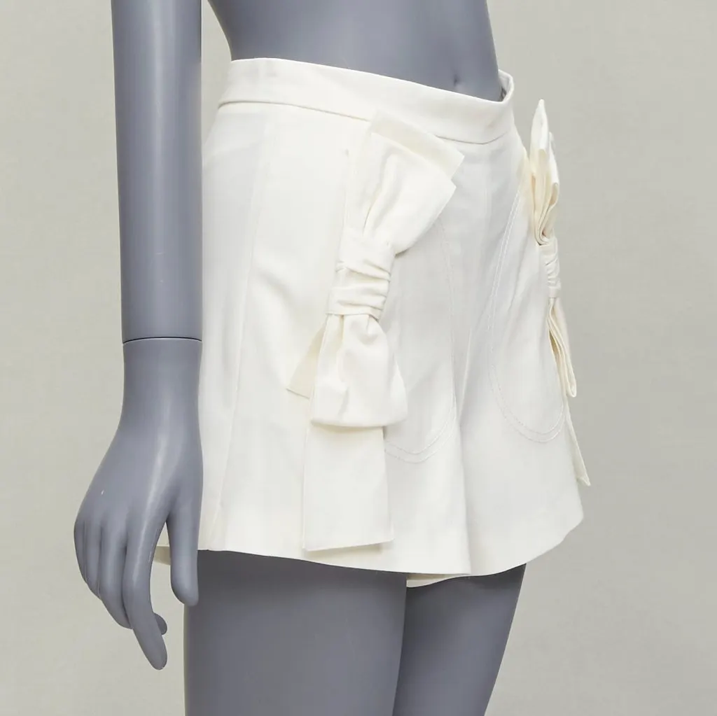 Red Valentino Ribbon Bow Shorts Ecru Viscose Never worn - Inside View