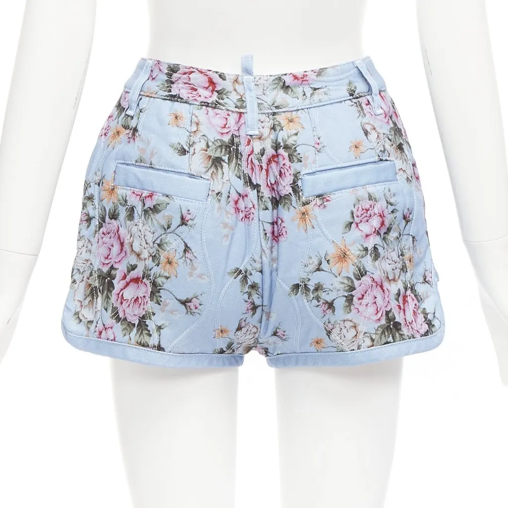 Dsquared2 Floral Bloomer Shorts Blue Cotton Never worn - Box View