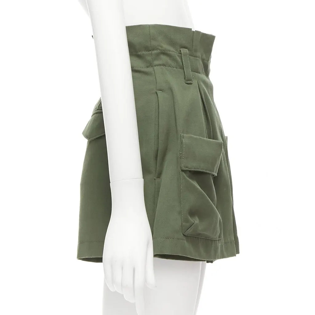 Red Valentino Cargo Wool Shorts Khaki Cotton Never worn - Model View