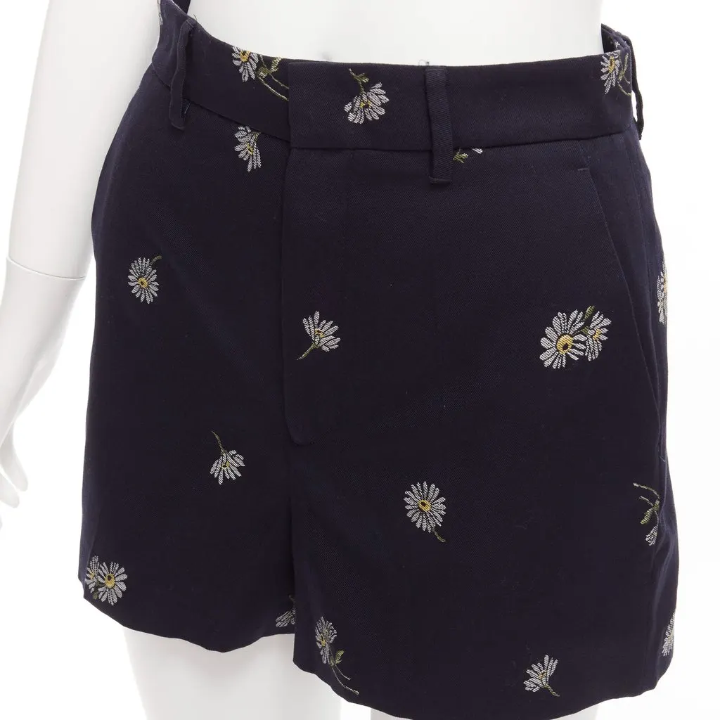 Red Valentino Daisy Floral Shorts Navy Cotton Never worn - Back View