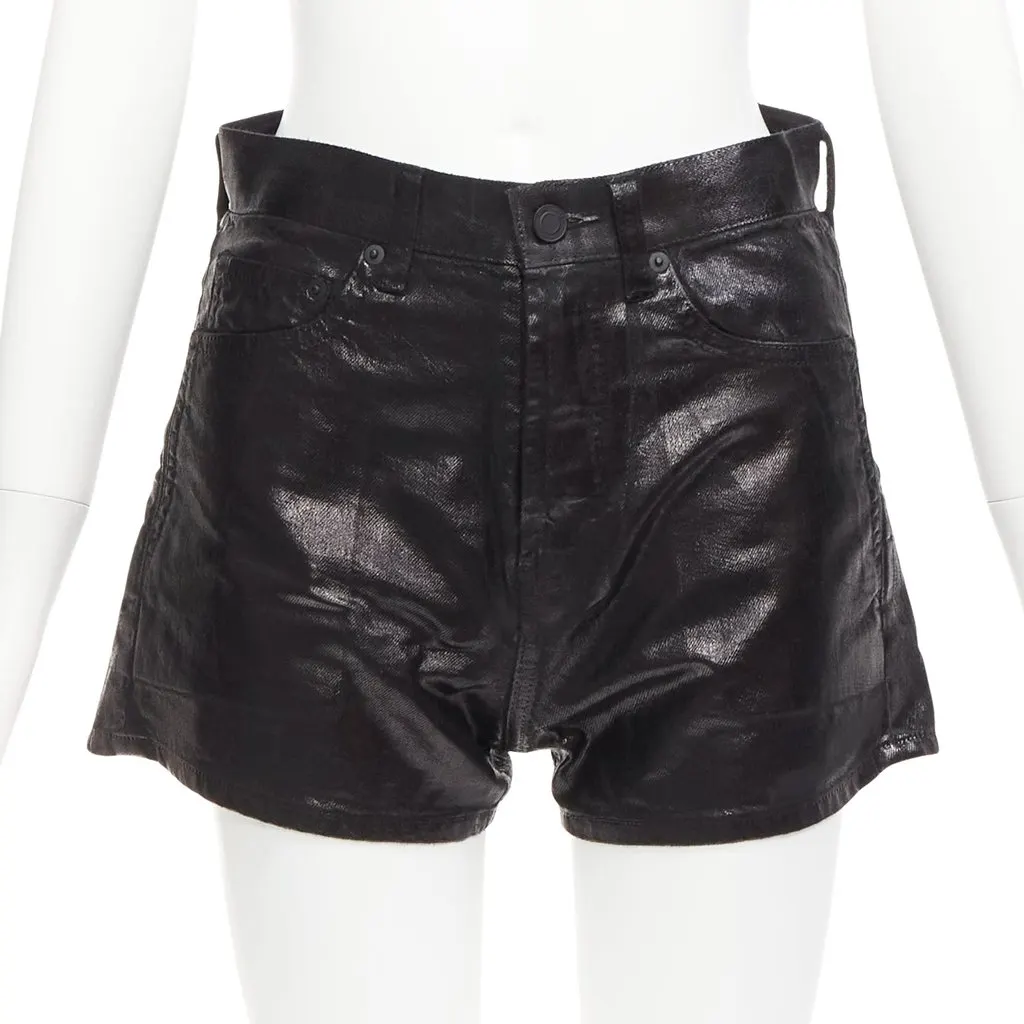 Saint Laurent Coated Cotton Shorts Black Cotton Very good - Front View