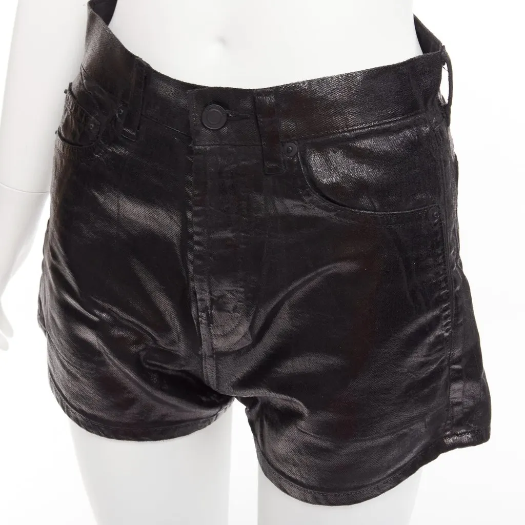 Saint Laurent Coated Cotton Shorts Black Cotton Very good - Back View