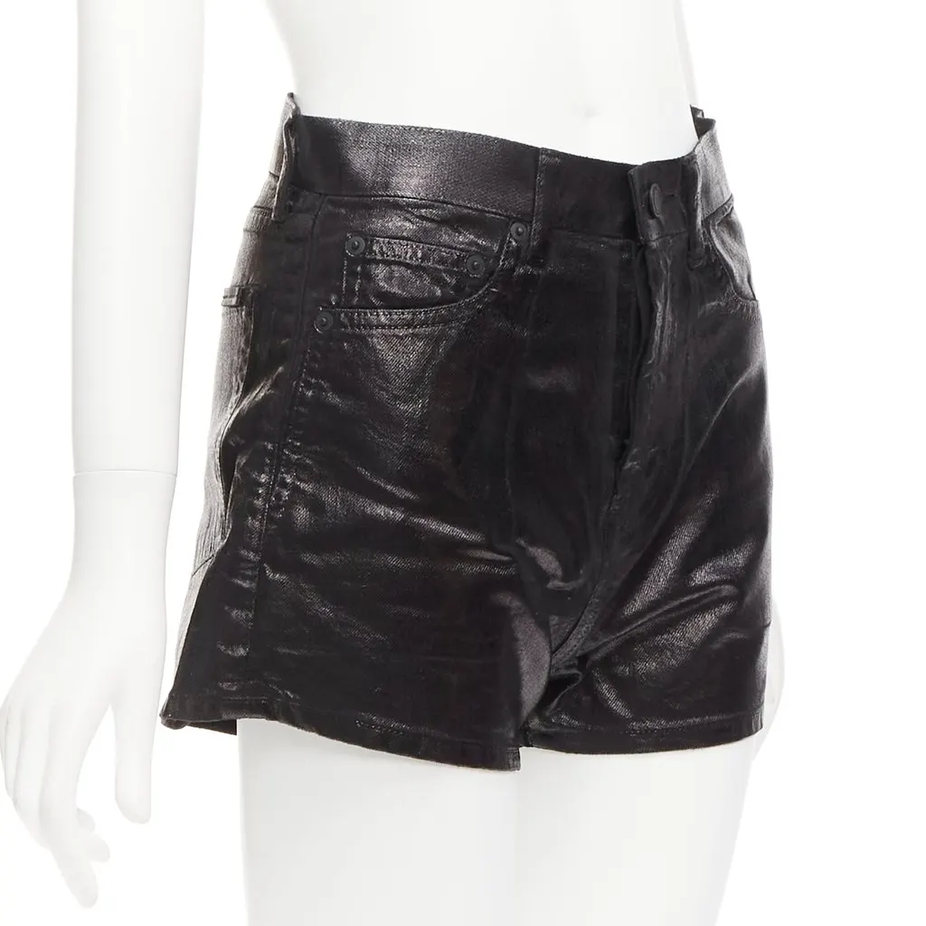 Saint Laurent Coated Cotton Shorts Black Cotton Very good - Inside View