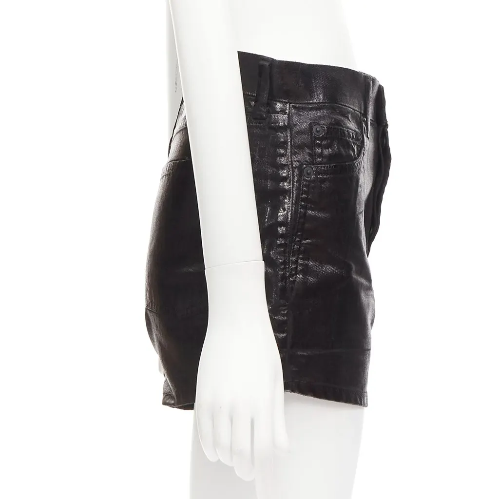 Saint Laurent Coated Cotton Shorts Black Cotton Very good - Model View