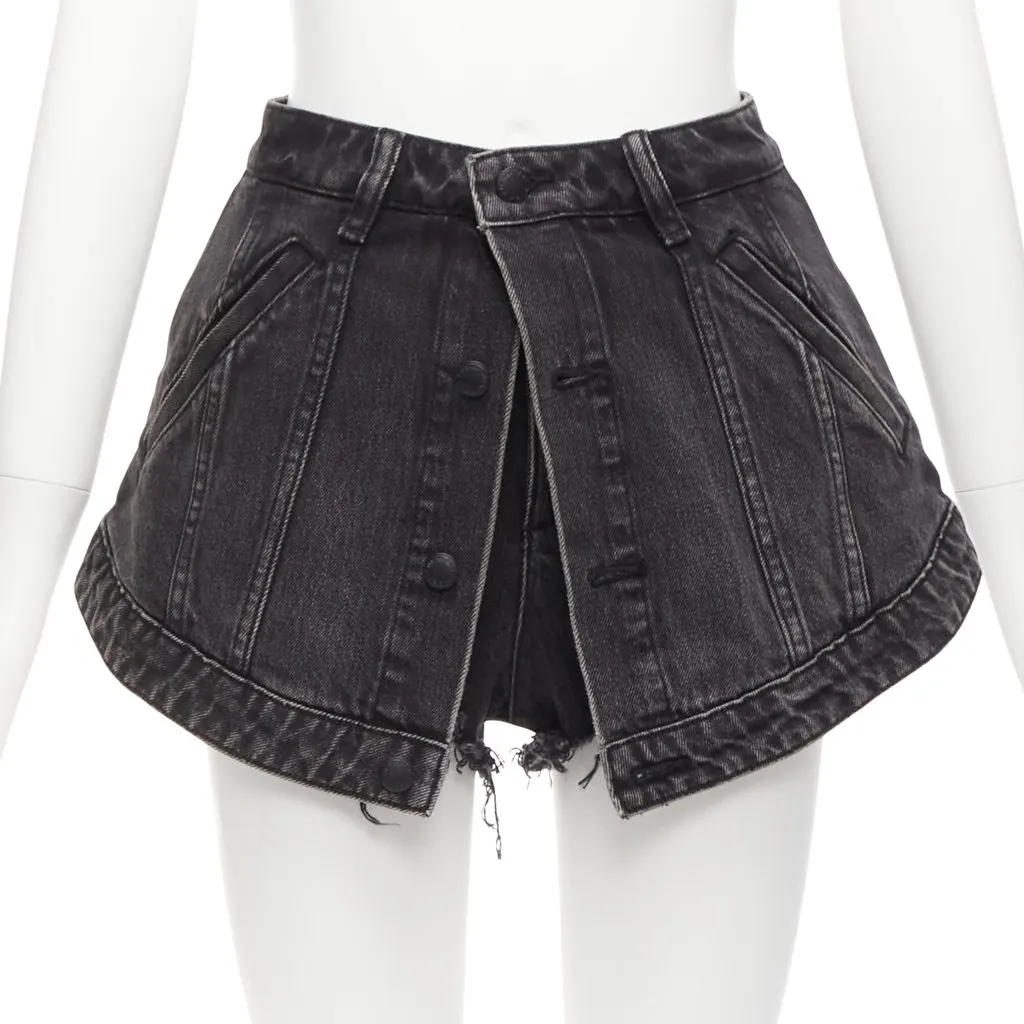 Alexander Wang Cutaway Skort Shorts Black Cotton Very good - Front View