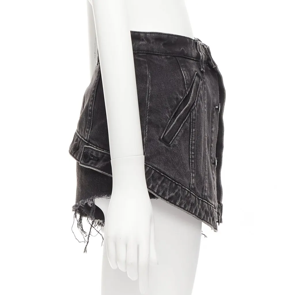 Alexander Wang Cutaway Skort Shorts Black Cotton Very good - Model View