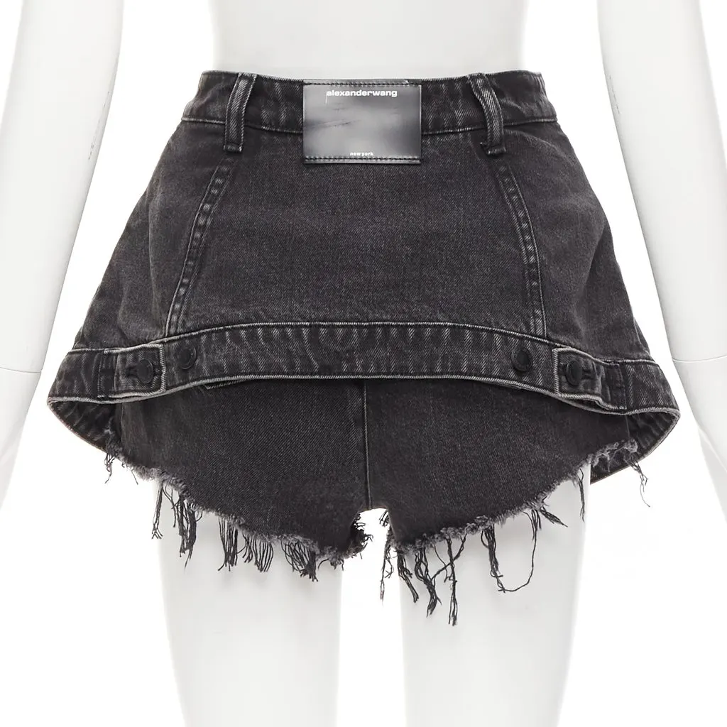 Alexander Wang Cutaway Skort Shorts Black Cotton Very good - Box View