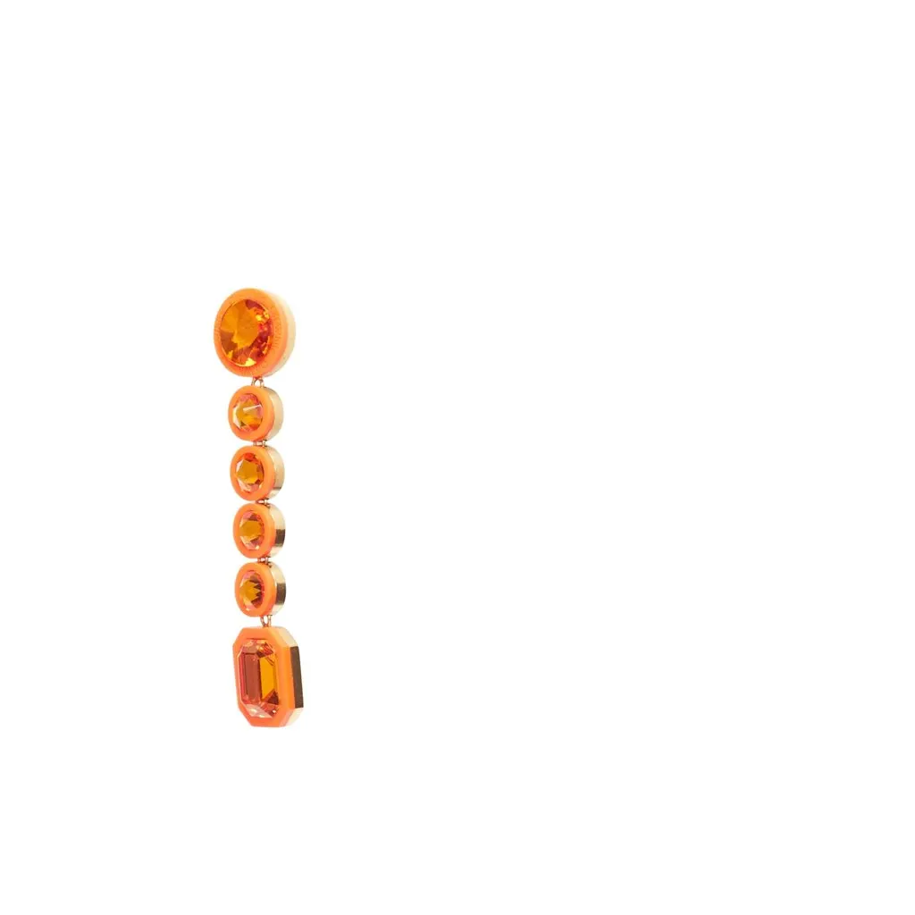 Off-White Neon Rhinestone Earrings Orange Metal Very good - Front View