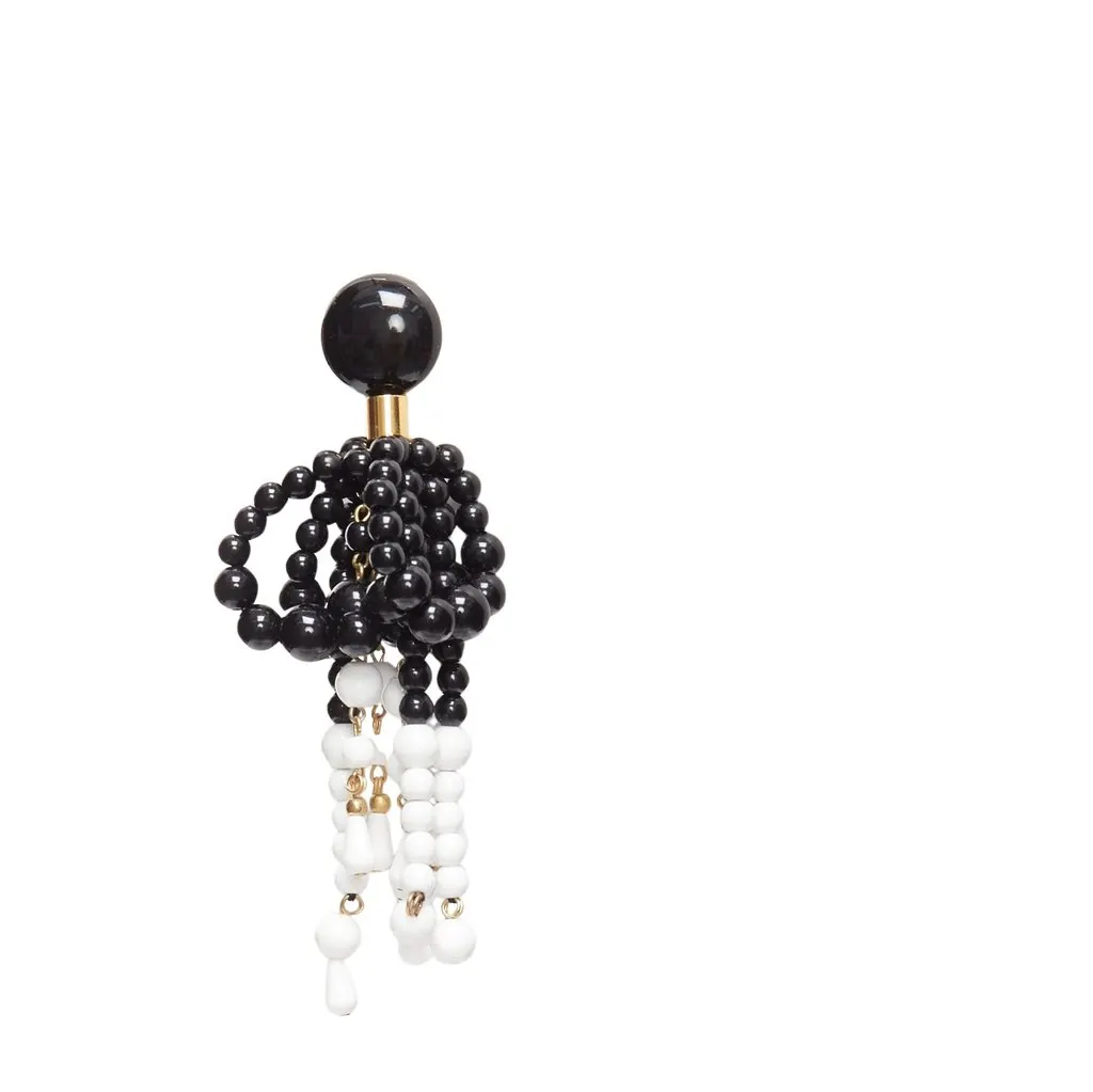 Marni Beads Tassel Earrings Black Plastic Very good - Front View