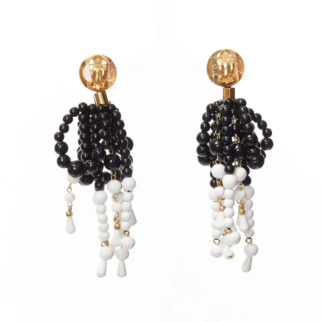 Marni Beads Tassel Earrings Black Plastic Very good - Inside View