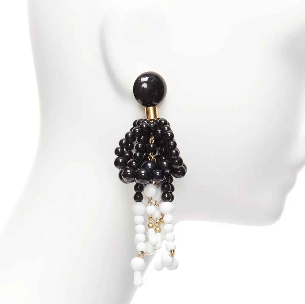Marni Beads Tassel Earrings Black Plastic Very good - Model View