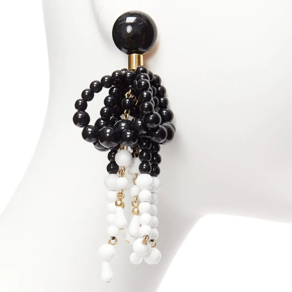 Marni Beads Tassel Earrings Black Plastic Very good - Box View