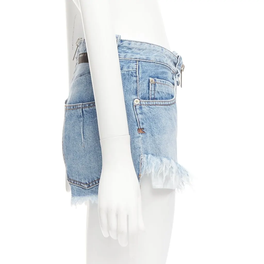 Unravel Project Zip Denim Shorts Blue Never worn - Model View