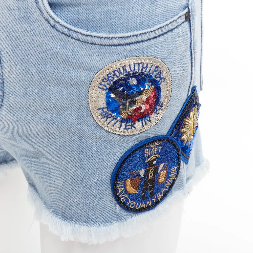 MR & MRS ITALY Paint Denim Shorts Blue Cotton Never worn - Back View