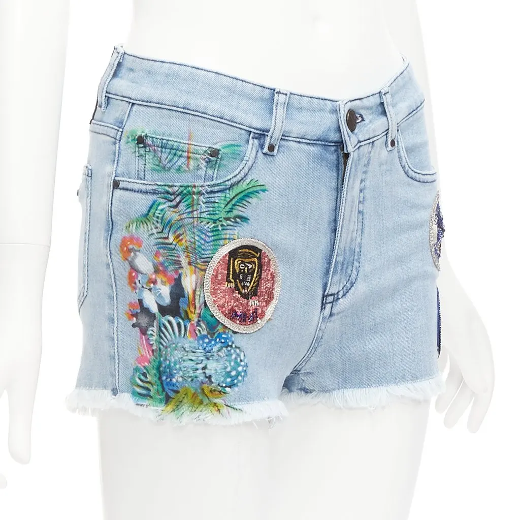 MR & MRS ITALY Paint Denim Shorts Blue Cotton Never worn - Inside View