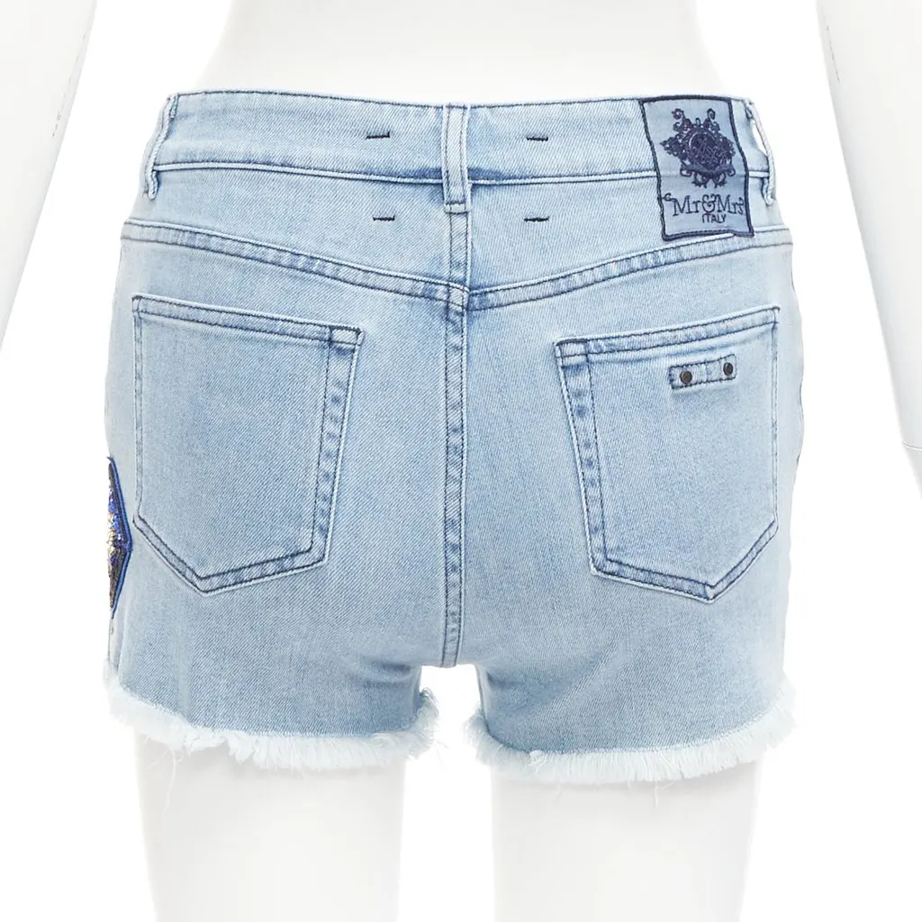 MR & MRS ITALY Paint Denim Shorts Blue Cotton Never worn - Box View