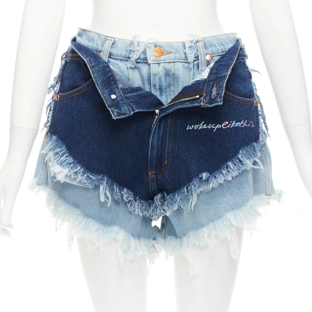Natasha Zinko Layered Denim Shorts Blue Very good - Inside View