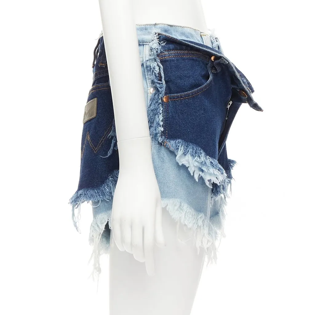 Natasha Zinko Layered Denim Shorts Blue Very good - Model View