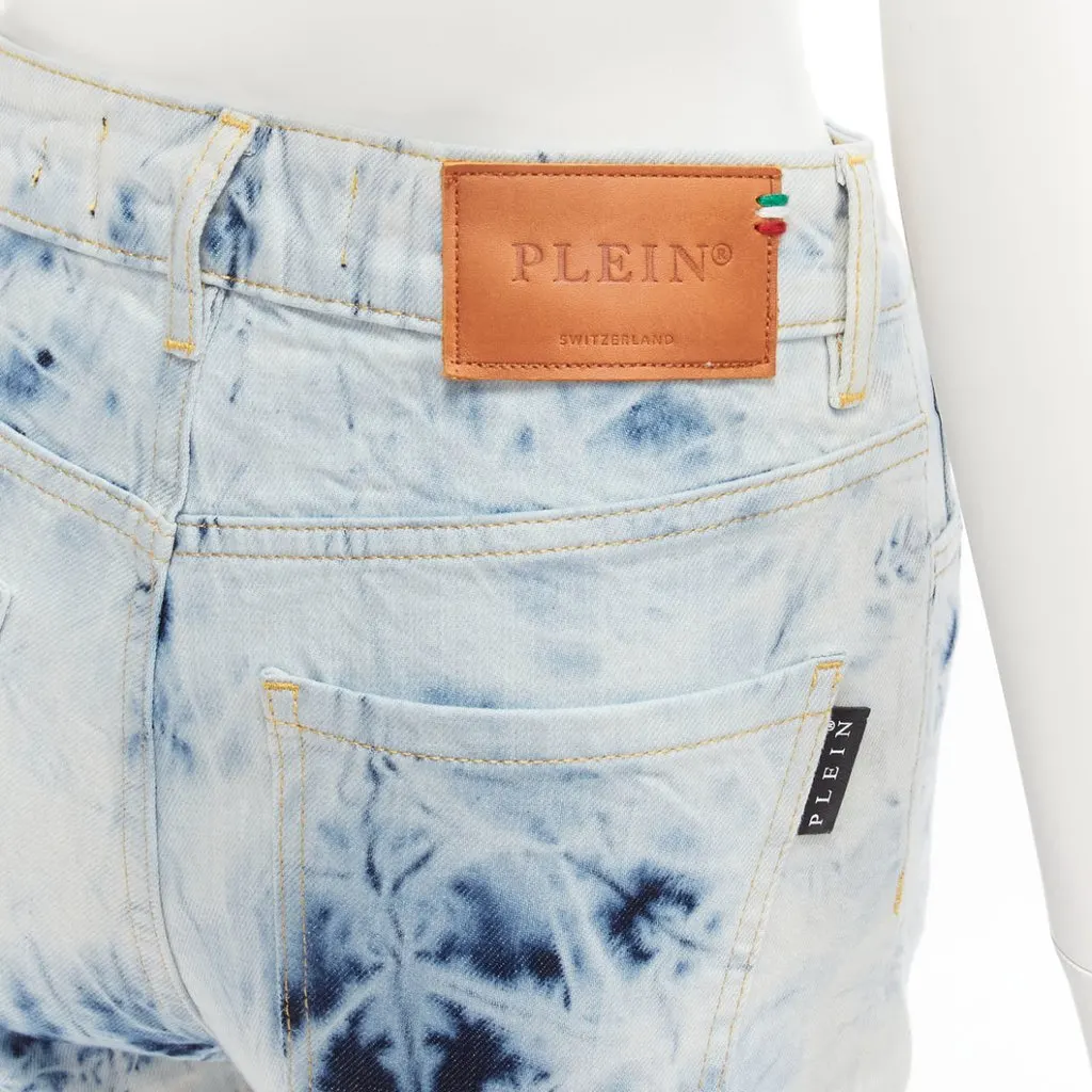 Philipp Plein Logo Cuffed Shorts Blue Denim Never worn - Back View
