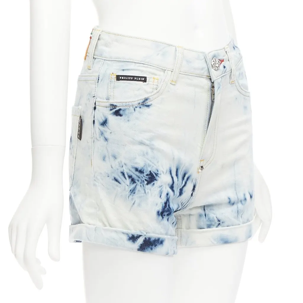 Philipp Plein Logo Cuffed Shorts Blue Denim Never worn - Inside View