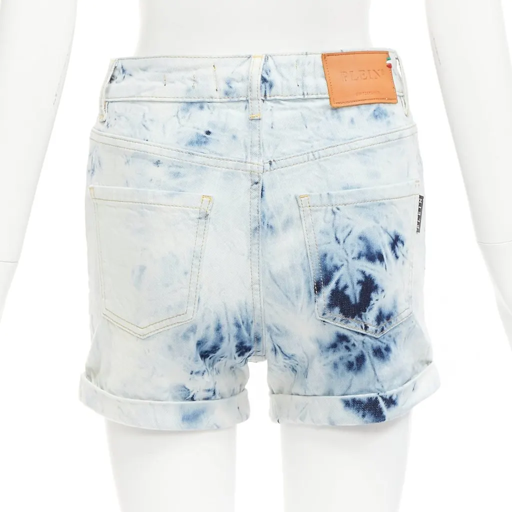 Philipp Plein Logo Cuffed Shorts Blue Denim Never worn - Box View