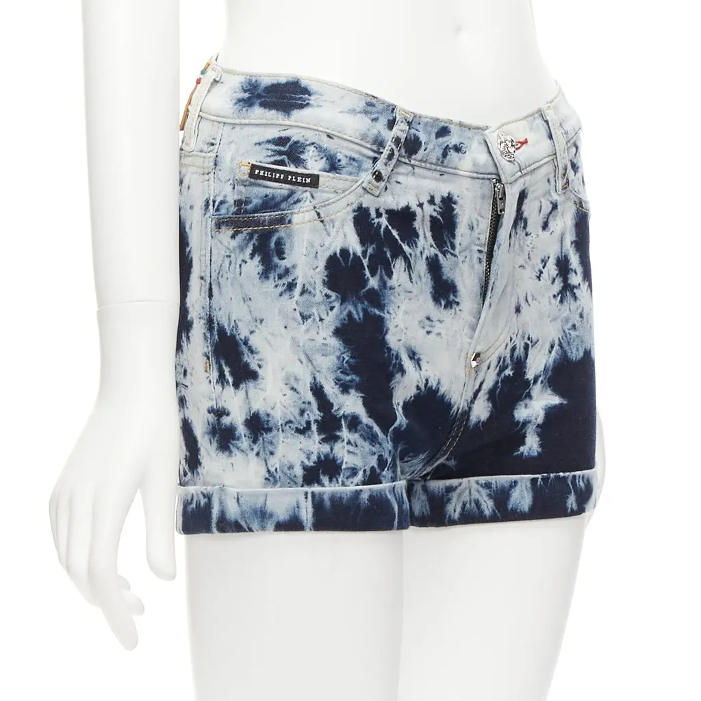 Philipp Plein High Waist Hot Pants Blue Cotton Never worn - Inside View