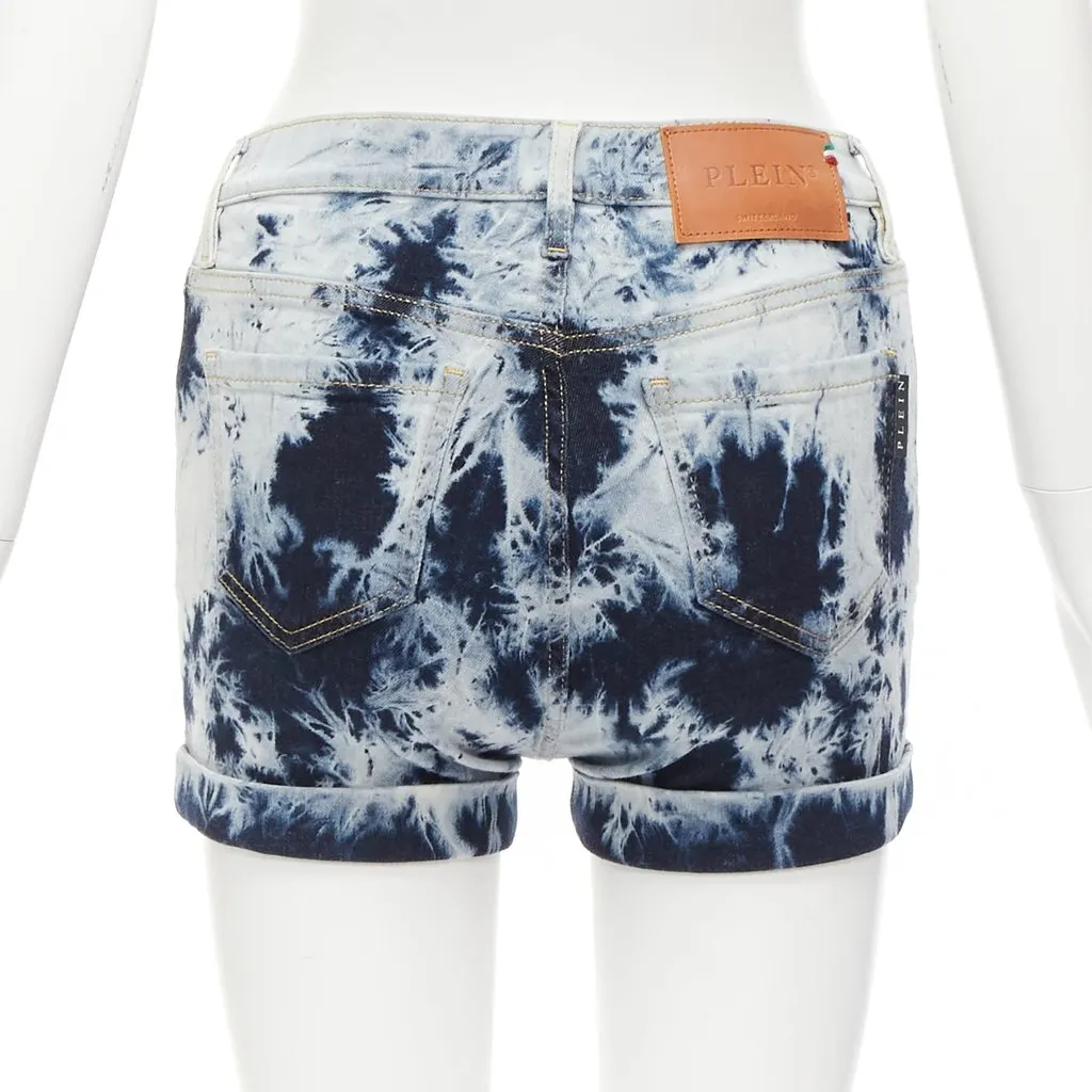 Philipp Plein High Waist Hot Pants Blue Cotton Never worn - Box View