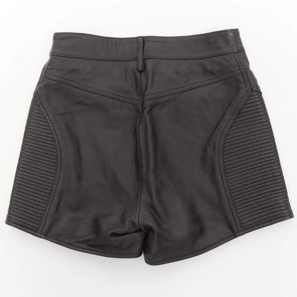 Just Cavalli Motorcycle Ribbed Shorts Black Leather Very good - Back View