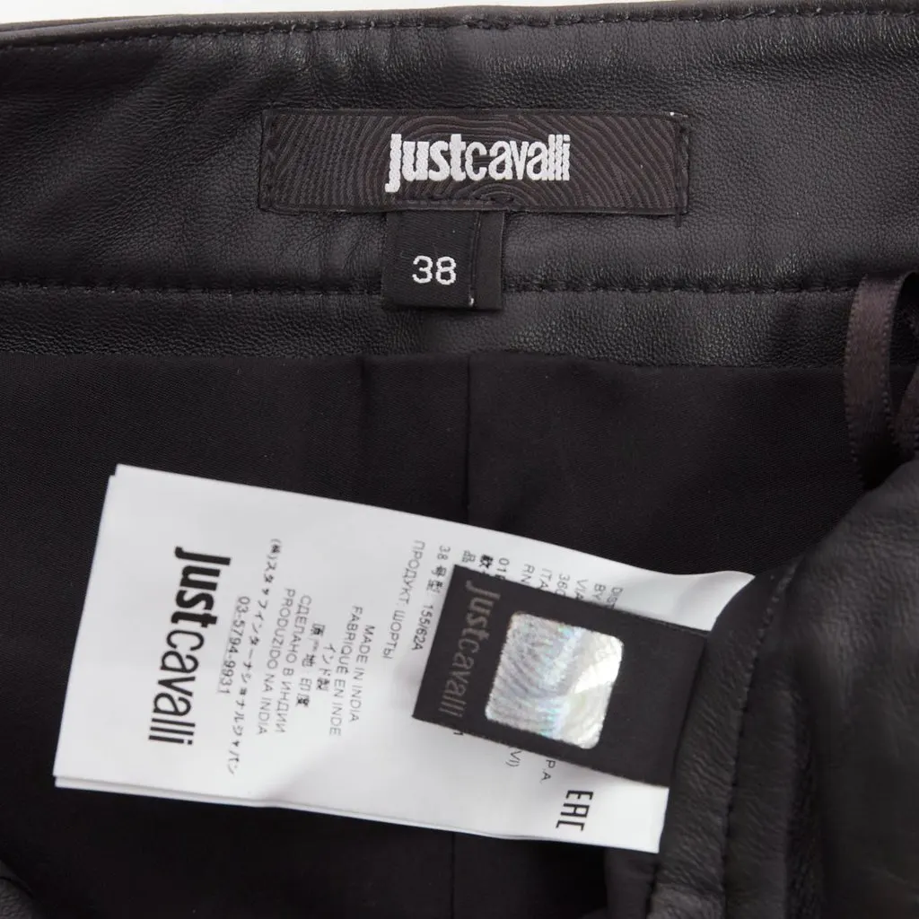 Just Cavalli Motorcycle Ribbed Shorts Black Leather Very good - Box View