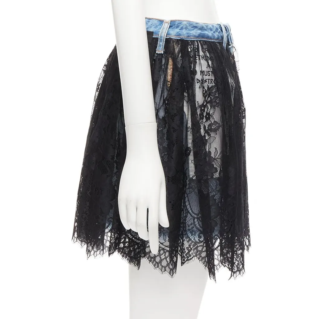 Unravel Project Lace Denim Skirt Blue Never worn - Model View