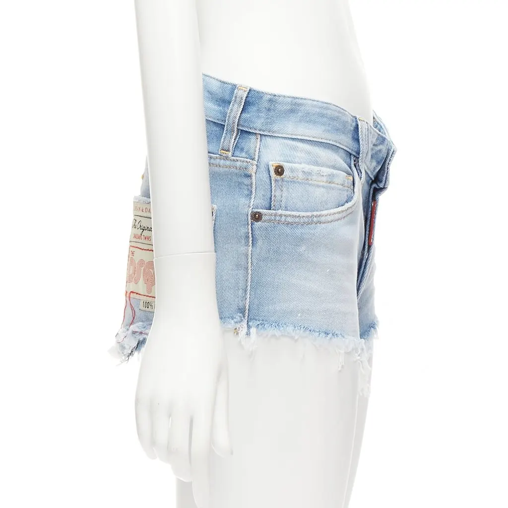 Dsquared2 Frayed Booty Shorts Blue Never worn - Box View