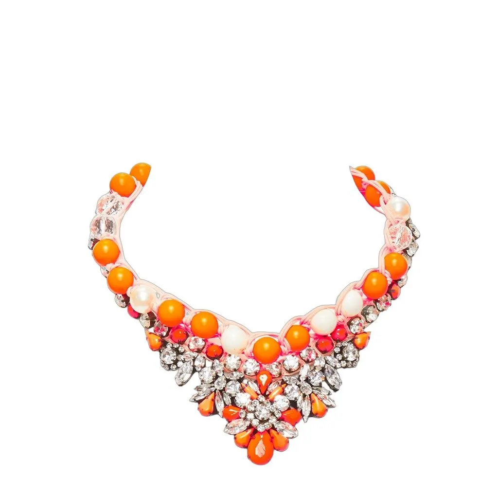 Shourouk Crystal Rope Choker Orange Metal Very good - Front View