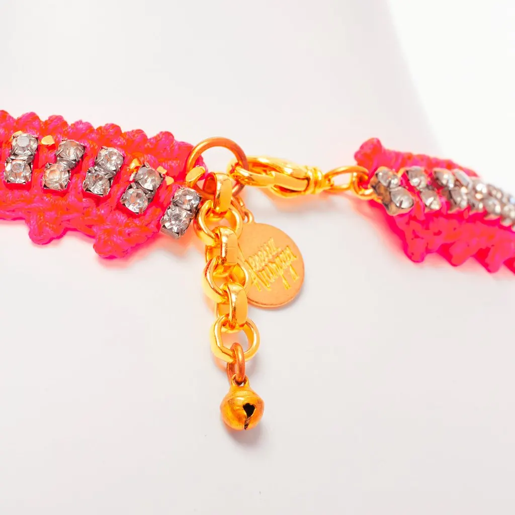 VENESSA ARIZAGA Crystal Rope Necklace Orange Metal Never worn - Back View