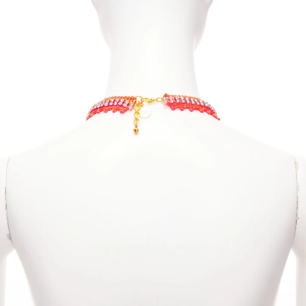 VENESSA ARIZAGA Crystal Rope Necklace Orange Metal Never worn - Box View