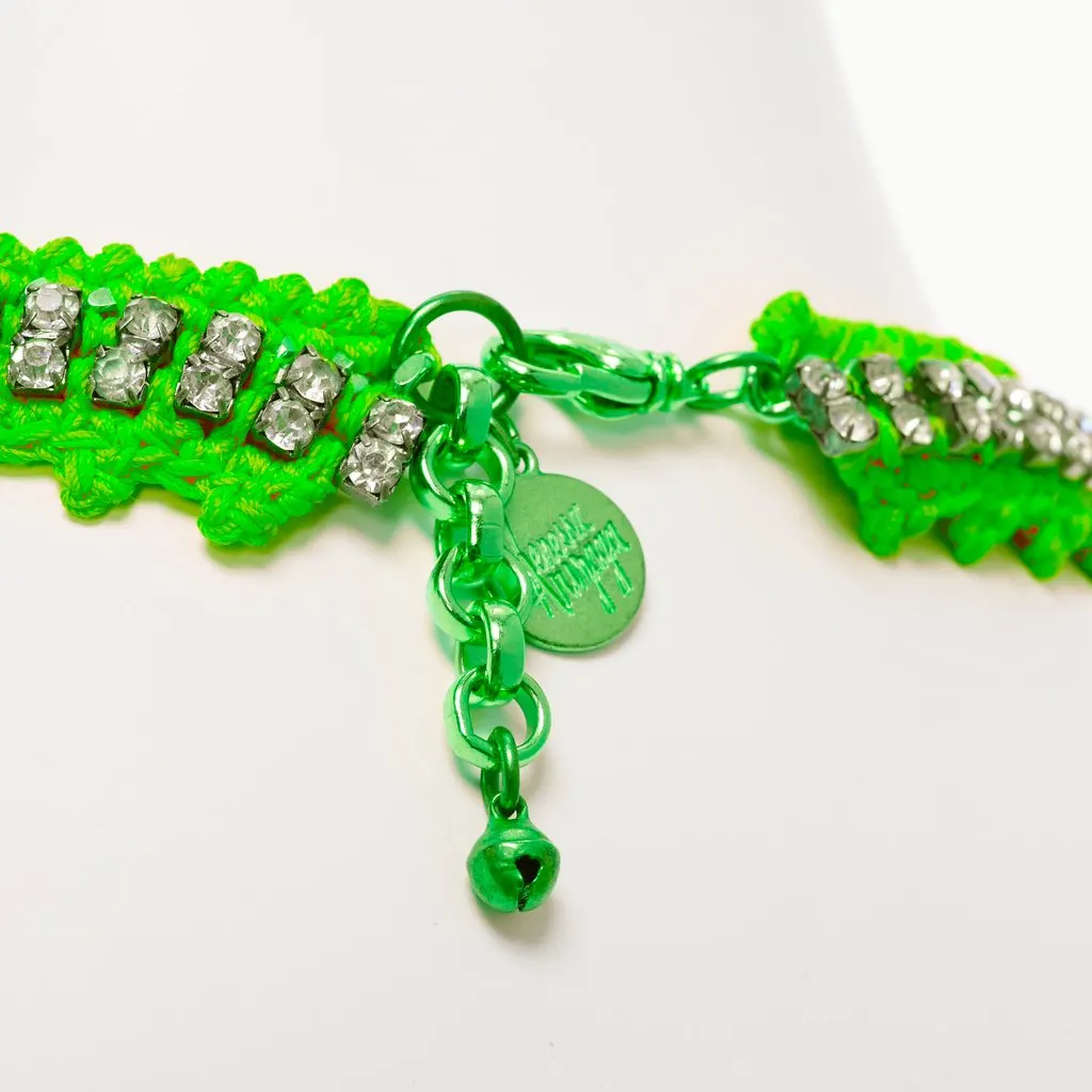 VENESSA ARIZAGA Crystal Rope Necklace Green Metal Very good - Back View