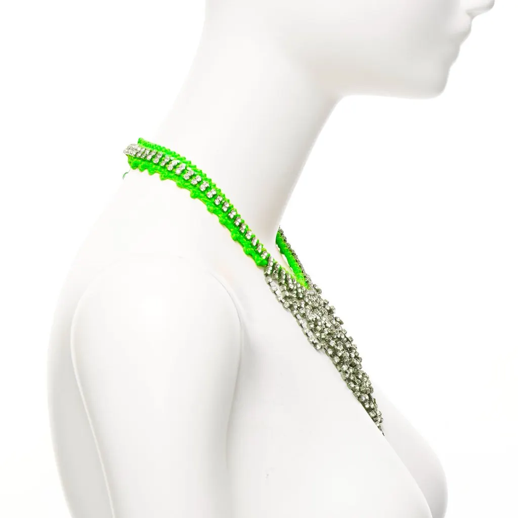 VENESSA ARIZAGA Crystal Rope Necklace Green Metal Very good - Model View