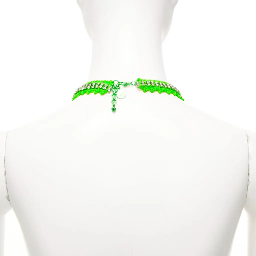 VENESSA ARIZAGA Crystal Rope Necklace Green Metal Very good - Box View