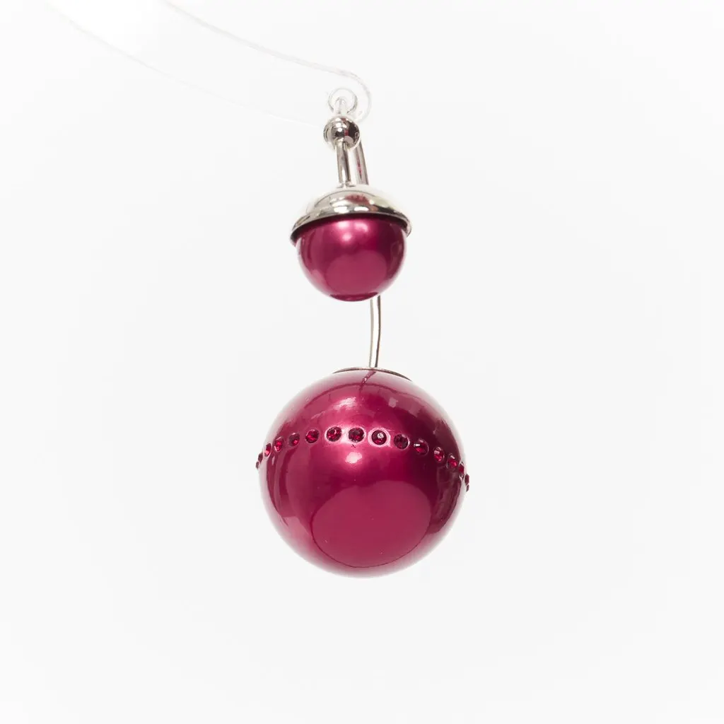 Dior Red Pearl Earrings Red Pearl Fair - Front View