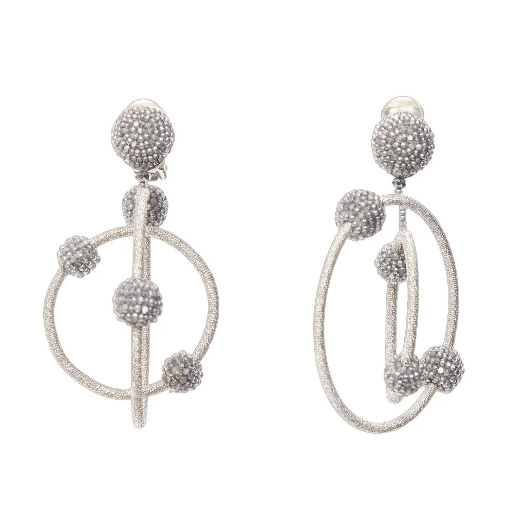 Oscar de la Renta Silver Earrings Silver Metal Very good - Front View