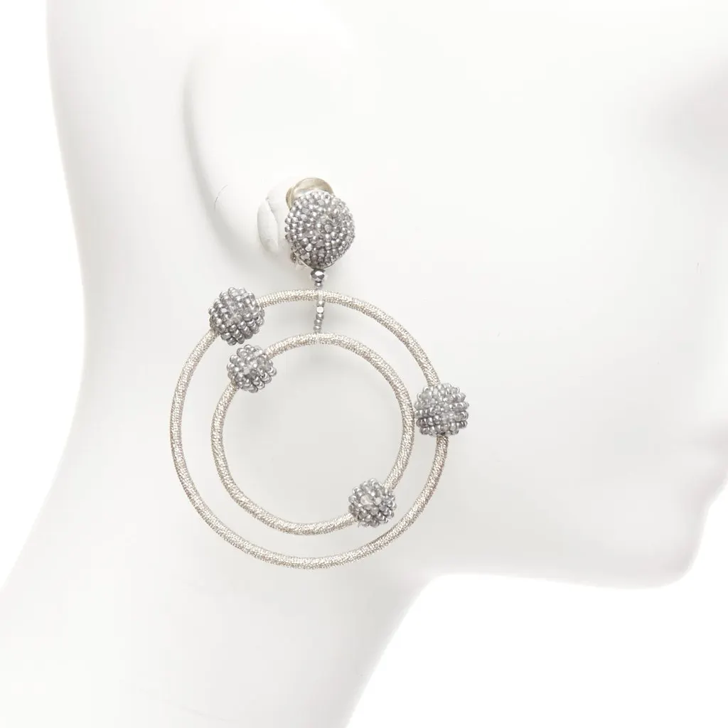 Oscar de la Renta Silver Earrings Silver Metal Very good - Back View