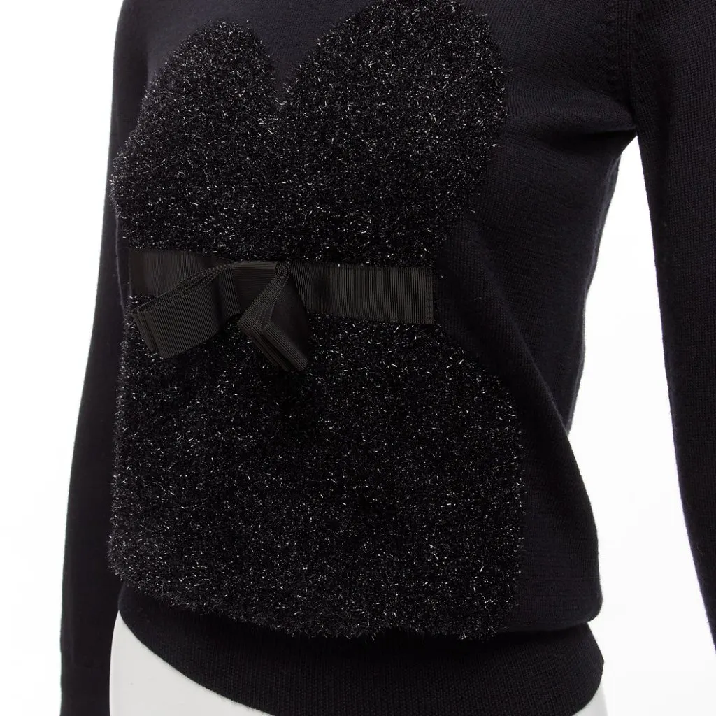 Markus Lupfer Tinsel Bow Sweater Black Wool Never worn - Back View