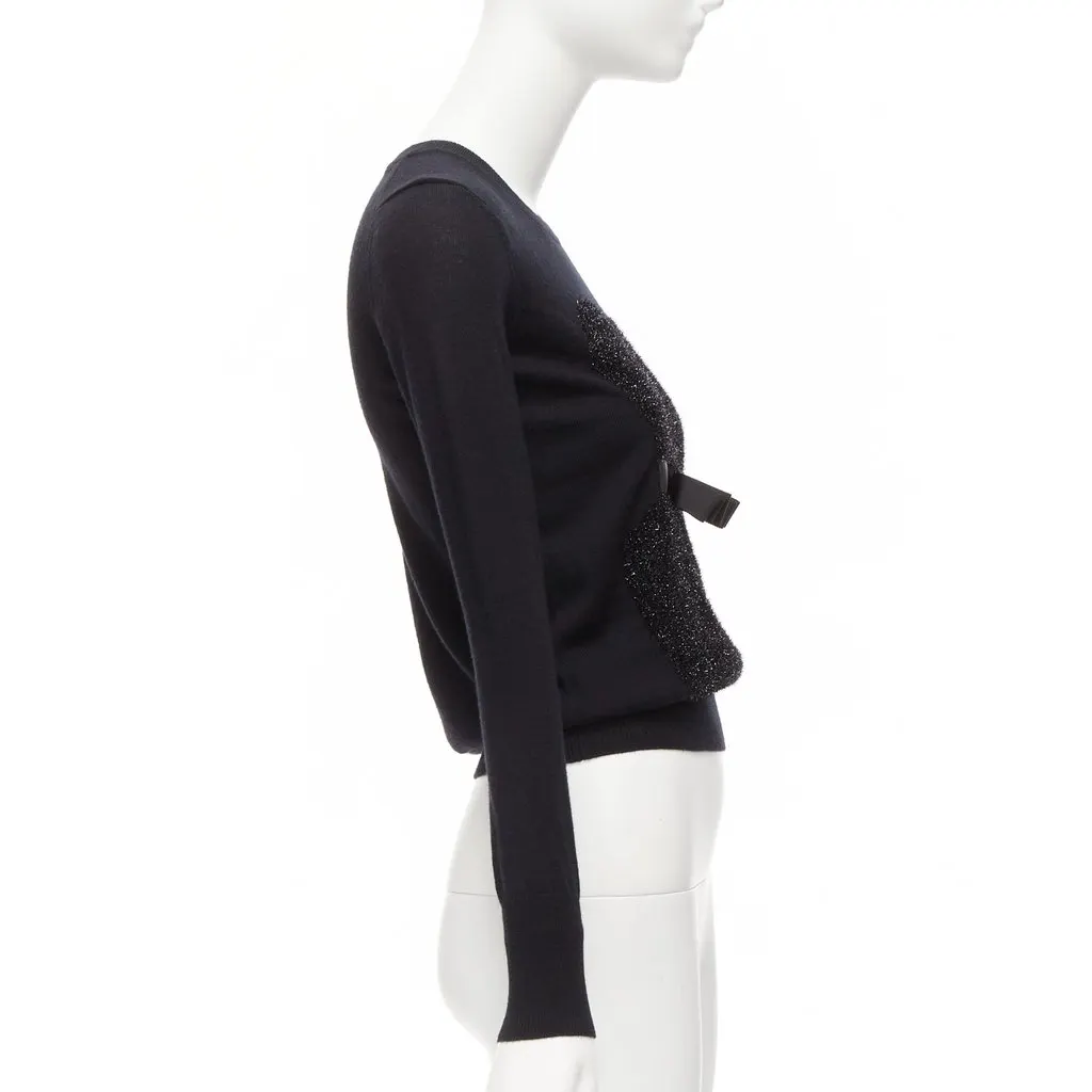 Markus Lupfer Tinsel Bow Sweater Black Wool Never worn - Model View