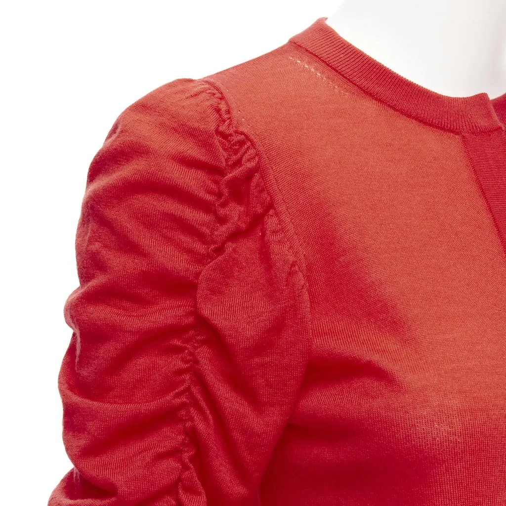 Dice Kayek Ruched Sleeve Cardigan Red Wool Never worn - Back View