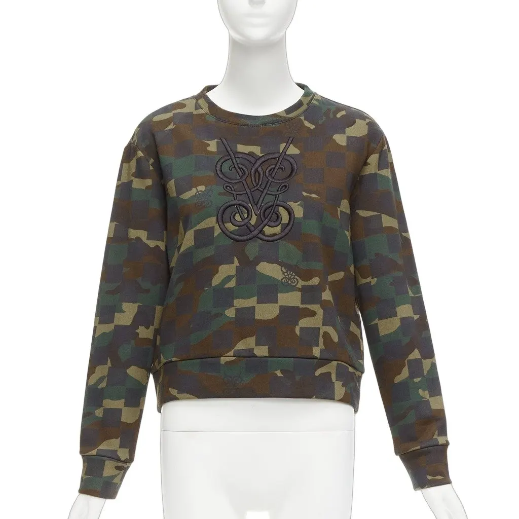 Giambattista Valli Camo Logo Sweatshirt Green Cotton Never worn - Front View